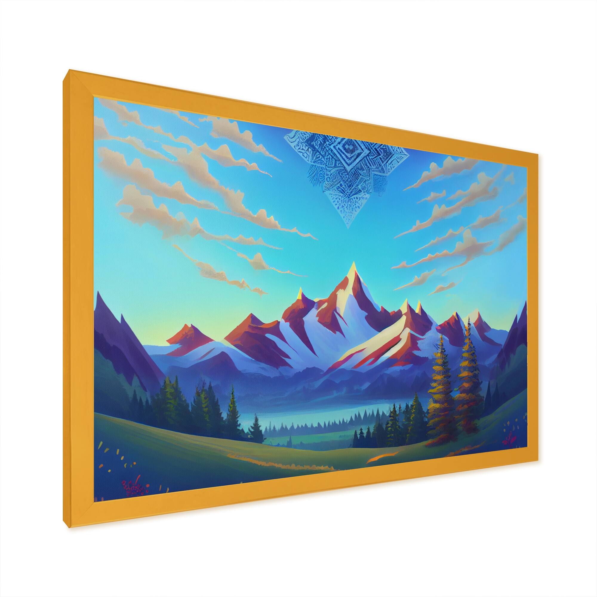 Designart "Mandala In The Sky Above The Valley" Landscape Mountains